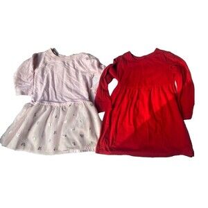 Girls Lot of 4 Dresses Cotton Unicorn Floral Old Navy Carter's Long Sleeve Sz 3T